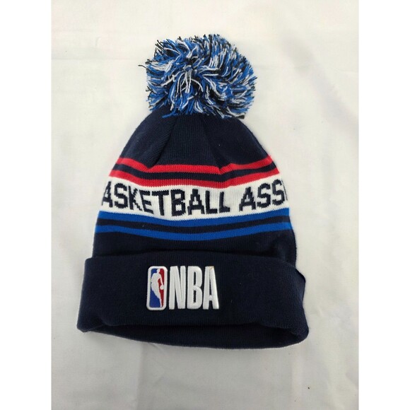NBA Cuff Knit Winter Hat Cap Beanie Toboggan Red White Blue w/ Logo - Picture 1 of 4